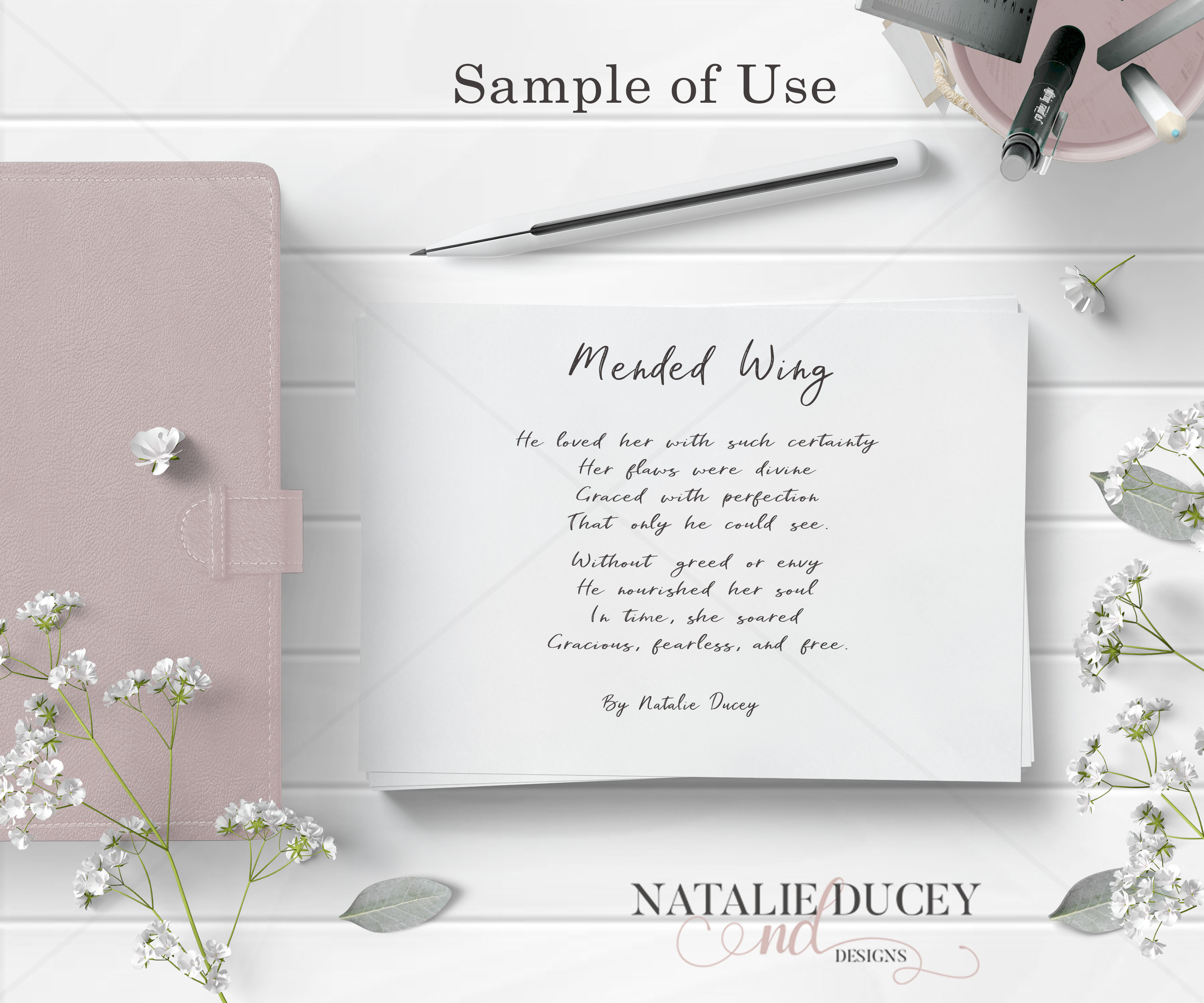 Blush Notebook paper pencil blush accent sample 2 – Natalie Ducey